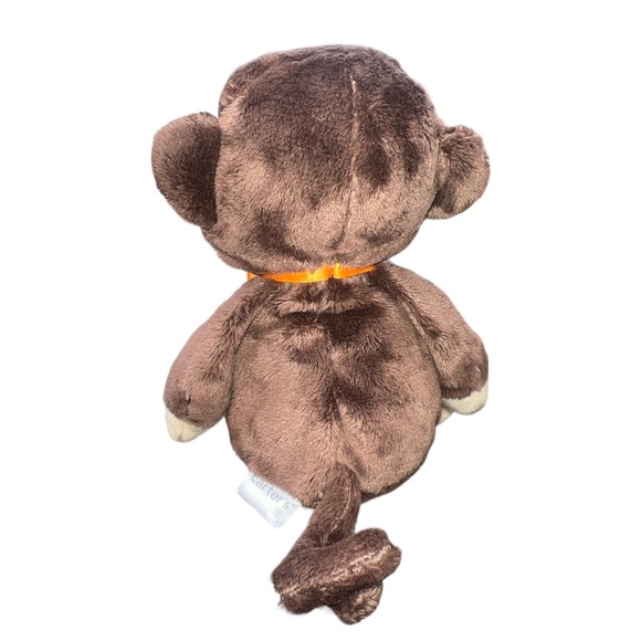 CARTER'S BABY BROWN MONKEY ORANGE BOW STUFFED ANIMAL PLUSH TOY LOVEY # 41378 - Picture 3 of 7
